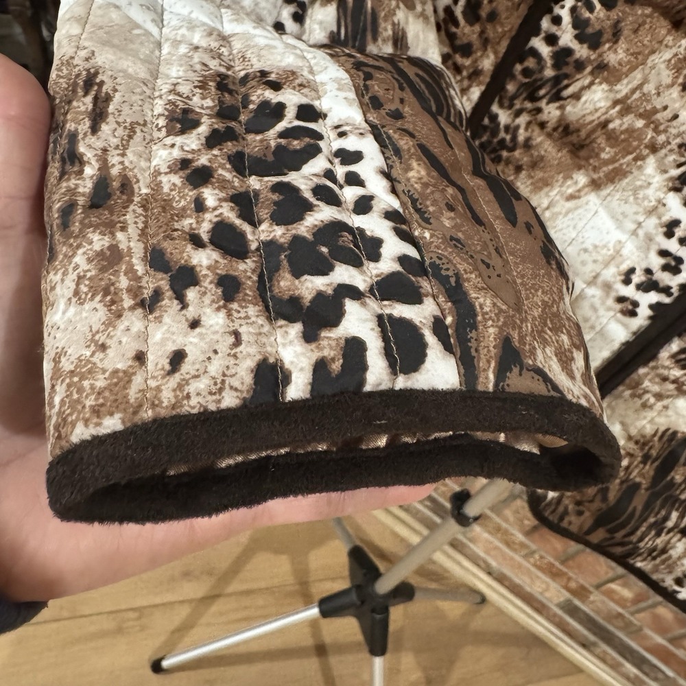 Women's Leopard Animal Print Zip Jacket Quilted Safari Glam Statement Coat Med - Picture 3 of 8